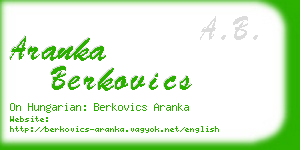 aranka berkovics business card